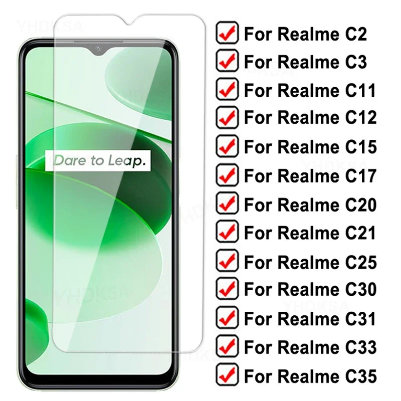 11D แก้วป้องกันเต็มรูปแบบสำหรับ Realme C3 C11 C12 C15 C17ป้องกันหน้าจอ C20 C20A C21 C21Y C2 C25Y C30 C31 C33ฟิล์ม GLAS C35