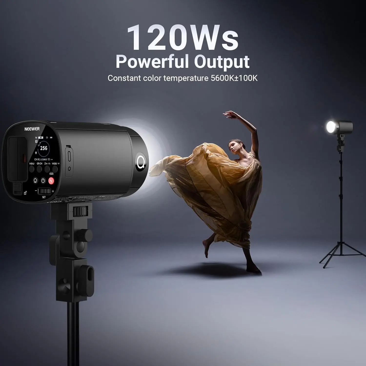 NEEWER 120Ws 2.4G TTL Outdoor Strobe Flash, Compatible with Godox, 1/8000s HSS Portable Studio Monolight with Modeling Light