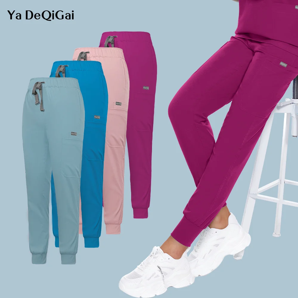 Pantalon de jogging droit unisexe avec fermeture éclair, pantalon de dentiste, pantalon d'allaitement pour salon de beauté, uniforme de spa pour hommes, pantalon de gIslande pour médecin et animal de compagnie