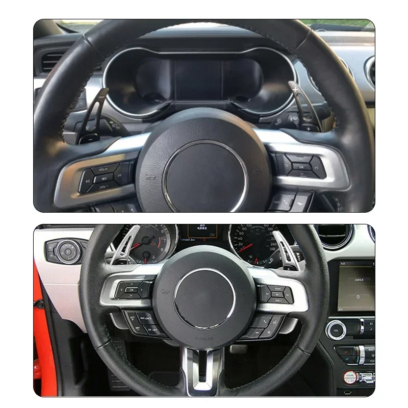 2Pcs Car Steering Wheel Shift Paddle Shifter Gear Extension For Ford Mustang 2015 2016 2017 2018 2019 Aluminum Alloy Cover Trim