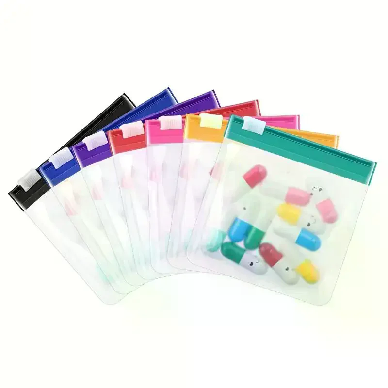 Pill Pouch Bags,Reusable Zippered Pill Pouch Set, Medicine Organizer 7 Colors Self Sealing, Translucent Medicine Bags Trave 7pc