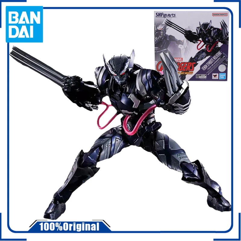 

In Stock Original box BANDAI SHF Venom Symbiote Wolverine TECH-ON AVENGERS Mobile Doll Birthday Gift Desktop Collection Model