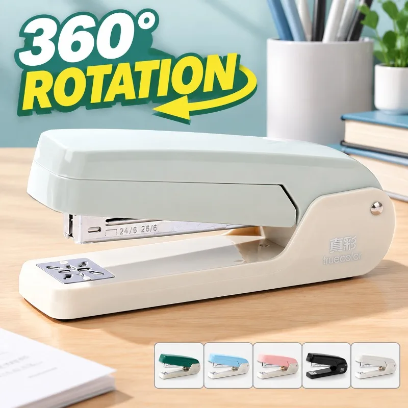 360 Degree Rotatable Stapler Multifunctional Book Binder Student Office Supply Saddle Stitch Stapling Machine Paper Document