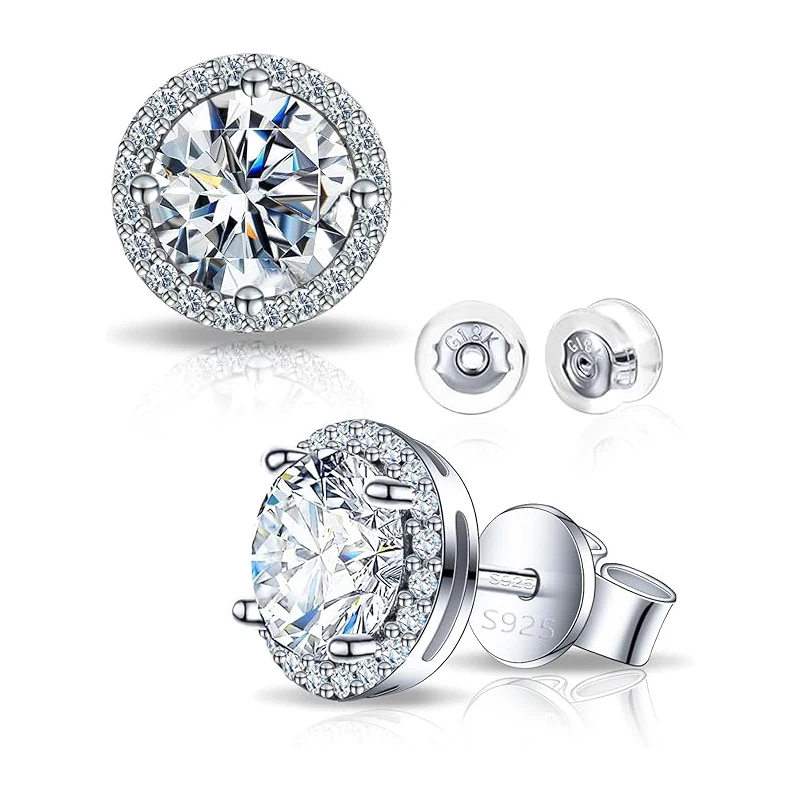 

Серьги-гвоздики Mozonite, подходящие для мужчин и женщин, 1,0-2,0 карата, круглый крой VVS1, созданные в лаборатории, стерлин из 14-каратного золота 925 пробы