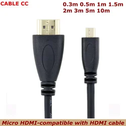 Micro HDMI-compatible To HDMI Cable 1m 1.5m 3m 5m 3D 1080P 1.4 Gold Plated Male-Male Micro HDMI-compatible Cable For Tablet HDMI