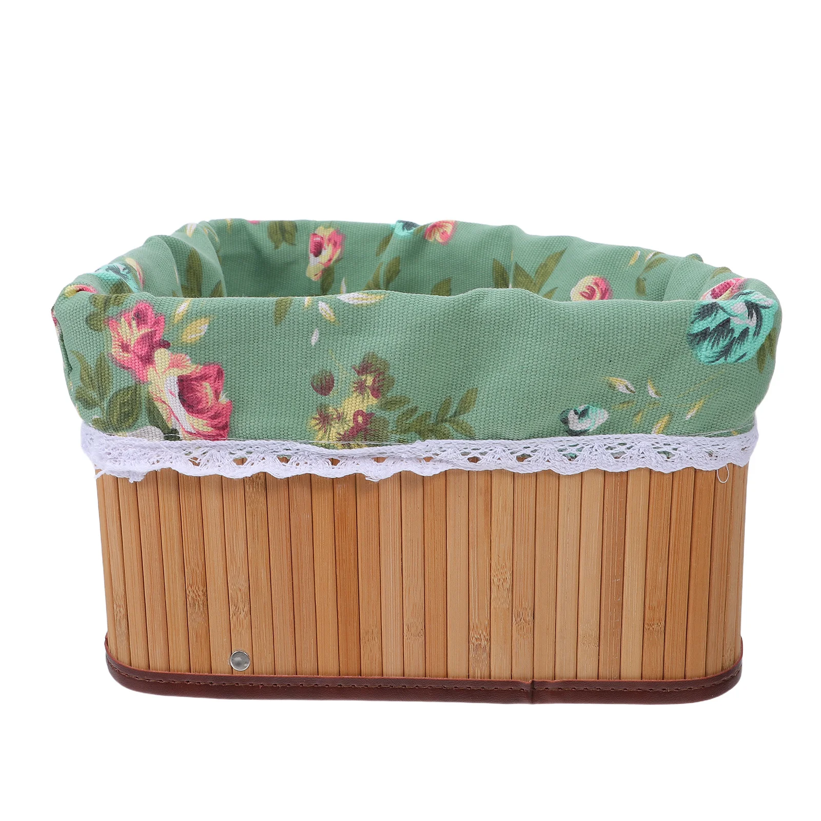 

Fan Shaped Corner Bamboo Basket Cube Organizer Bin Lined Storage Basket for Kitchen Bathroom Bedroom Sundries Sorting