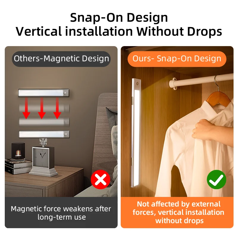 مصباح LED بمستشعر حركة لخزانة المطبخ ، إضاءة ليلية لاسلكية ، USB قابل لإعادة الشحن ، ألومنيوم ، خزانة غرفة النوم ، 20 ، 30 ، 40 ، 60 #4
