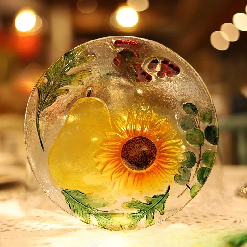 Glazed hand-painted dim sum plate four-piece fruit plate desktop art decorative ornament