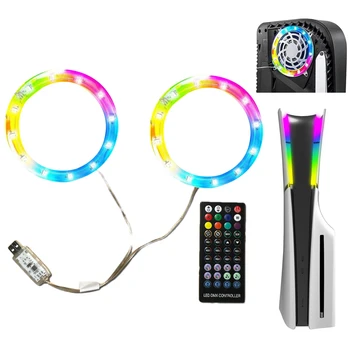 8 colors RGB ambient light with 400 light effects remote control decoration accessories compatible for PS5 slim game console