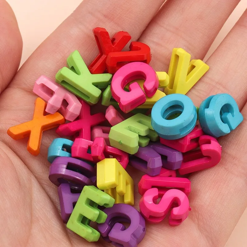100/200pc Mixed Acrylic Color Resin Letter Flat Beads Flat Hole Cartoon 26 English Letter Beads Beaded DIY Jewelry Accessories image 6