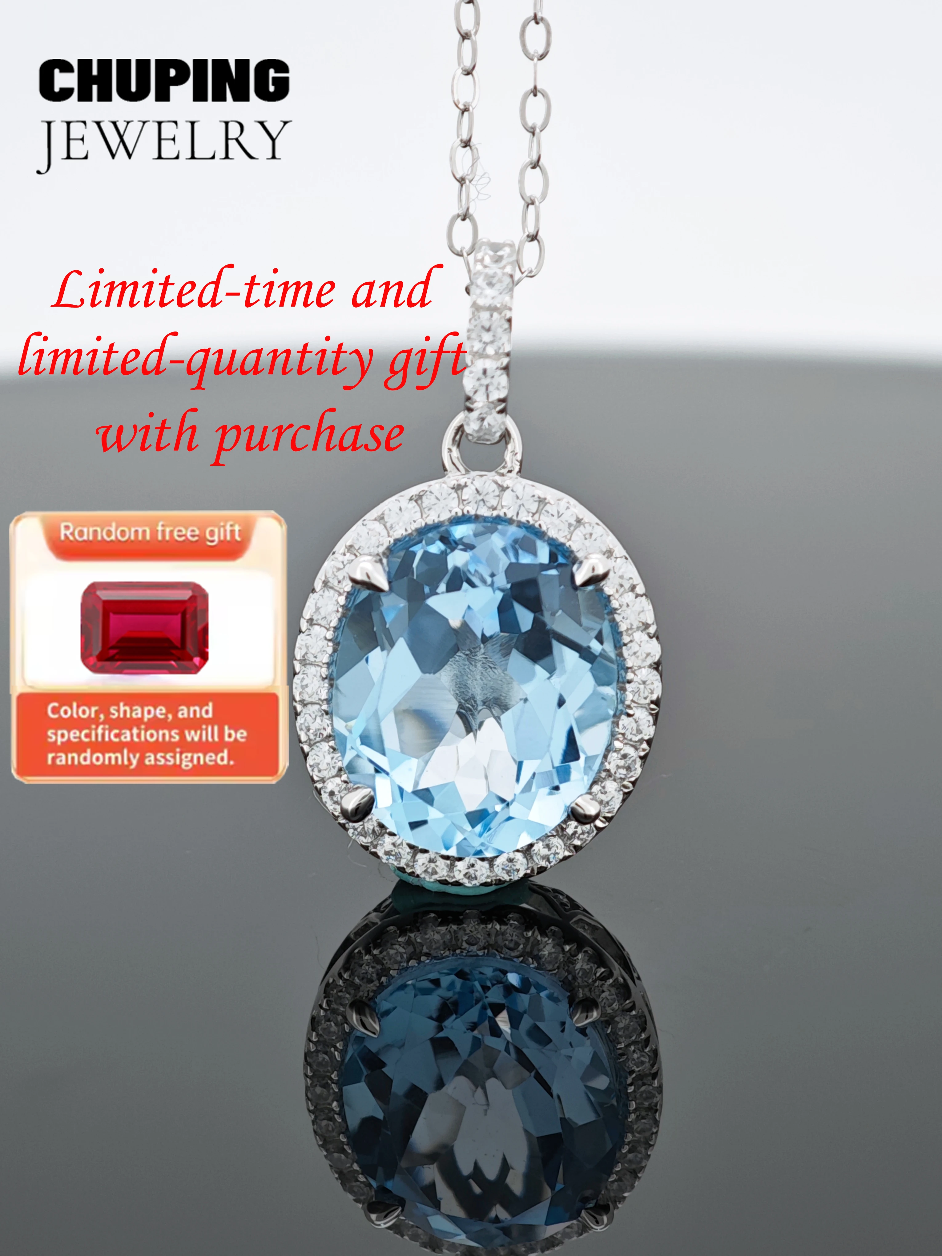 

Chu Ping Fine Jewelry Blue Topaz Oval Shape Necklace For Classic Party Birthday Valentine's Day Gift Charming & Exquisite