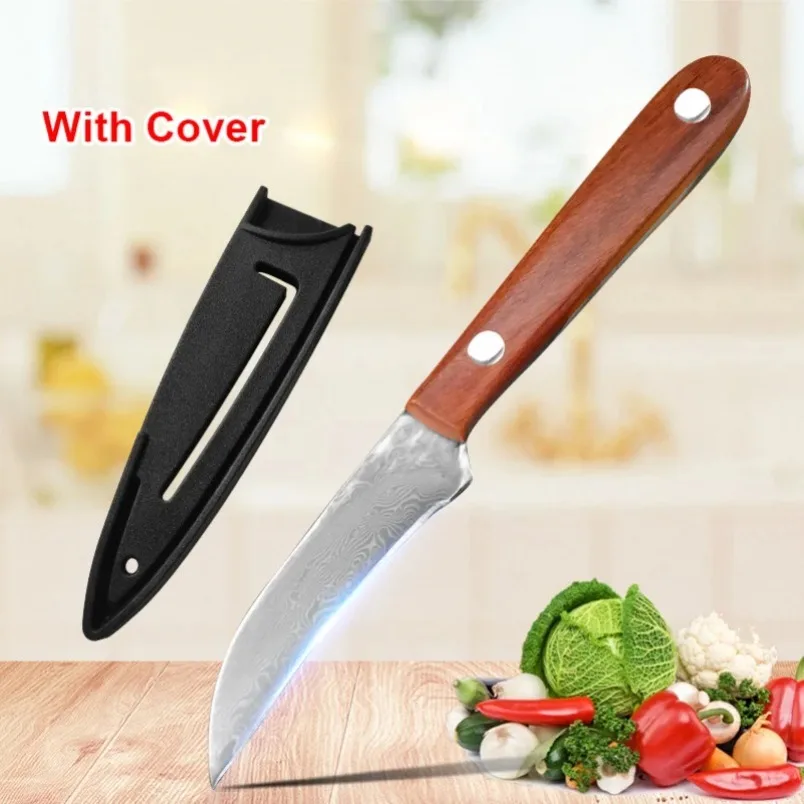 Wood Handle Damascus Steel Knife Damascus Knife Cleaver Meat Vegetables Slicing Fish Fruit Knife Kitchen Knife Chef Boning Tool