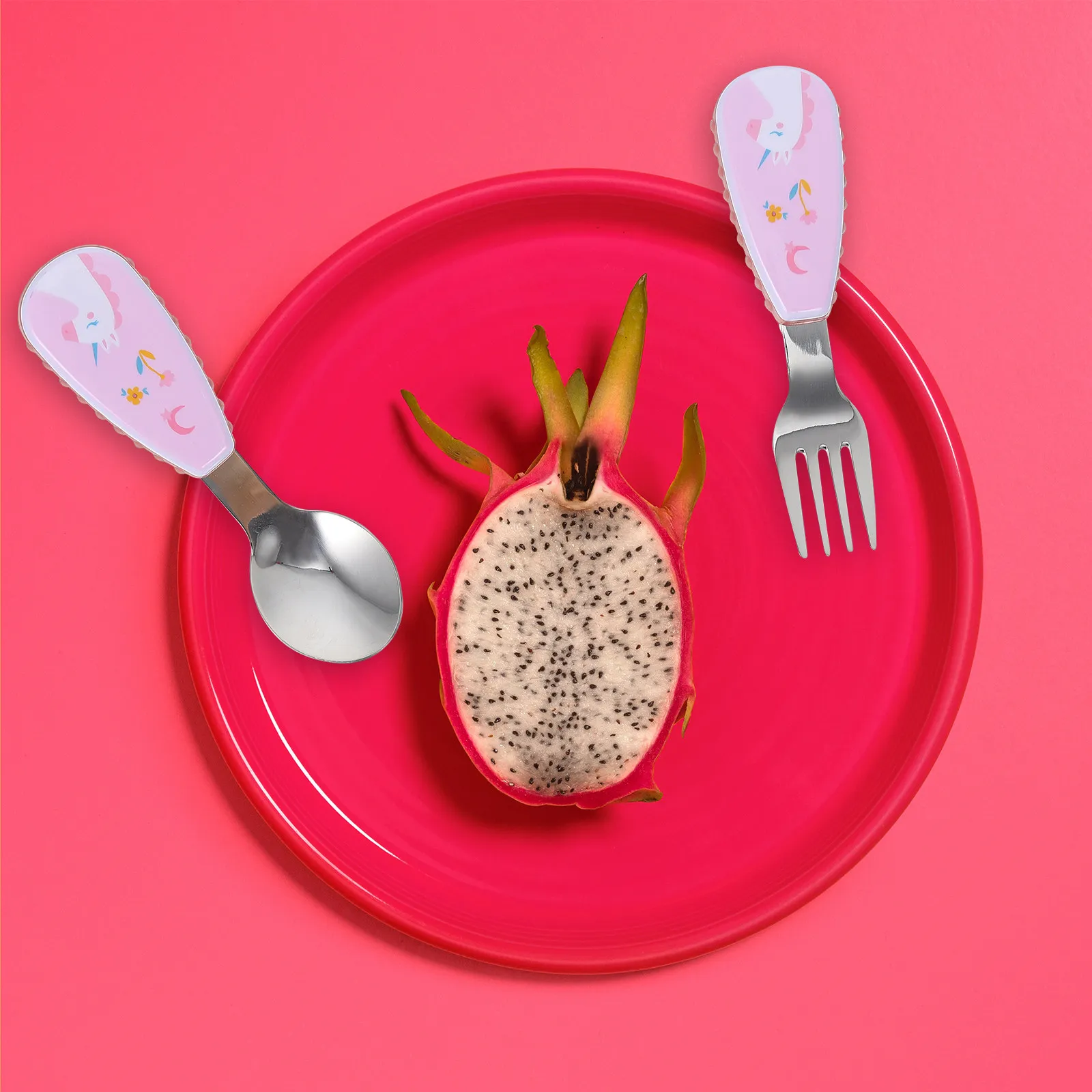 

Набор детских столовых приборов из нержавеющей стали: ложка и вилка с мультяшным дизайном, короткой ручкой, легкие, для обучения самостоятельному приему пищи