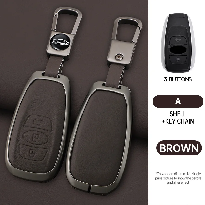 Car Zinc Alloy Leather Keyless Key Cases Holder Cover Bag For Subaru XV BRZ Forester Legacy Outback Auto Interior Accessories view 6