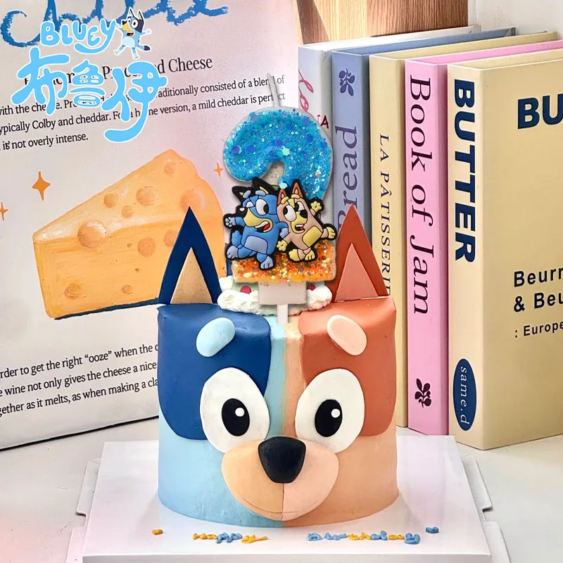 Vela Digital Bluey 0-9 decoración de pasteles vela de animación lindo 3D 0-9 personaje de dibujos animados Digital complemento de pastel de fiesta