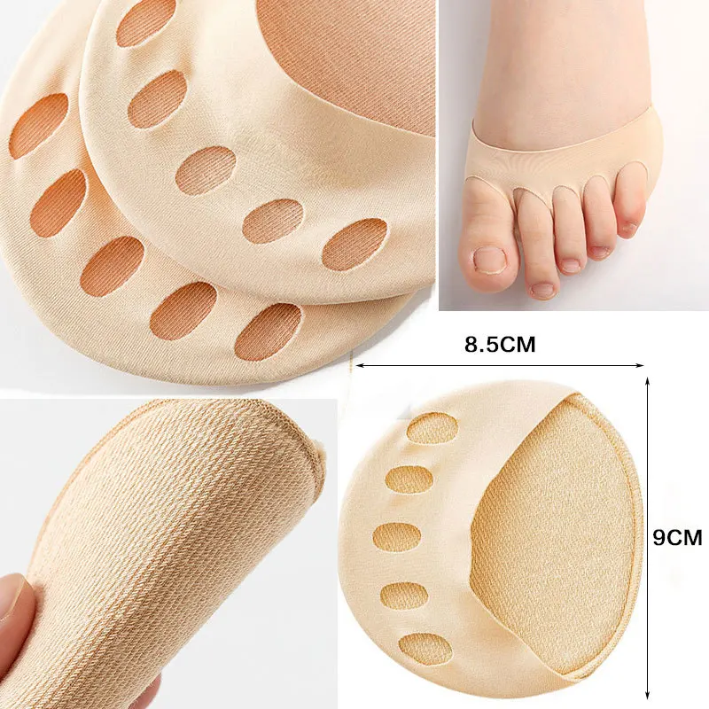 Women's Half Finger Socks Girls Split Toe Socks Anti Slip Forefoot Pad ，Anti Slip Breathable Invisible Socks for High Heels