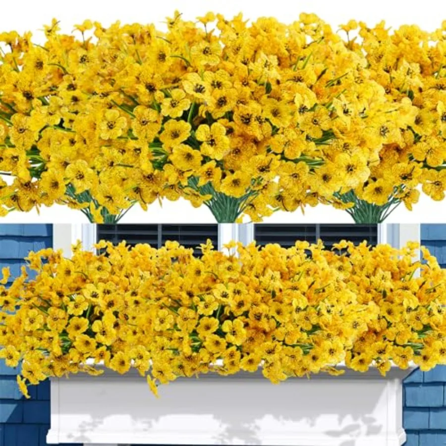 

72 Bundles Artificial Flowers for Outdoors UV Resistant No Fade Fake Flowers for Outside Home Garden Porch Window Box Home Spri