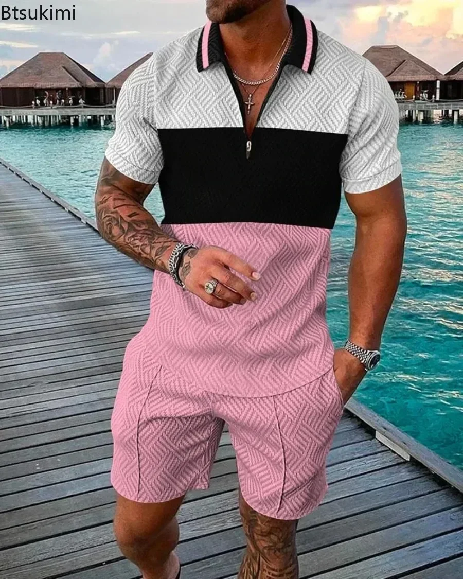 2024 Summer Men Clothing Fashion Short Sleeve Polo Shirt+shorts Sets 3D Print Trend Tracksuits Breathable Men\'s 2PCS Sets S-5XL