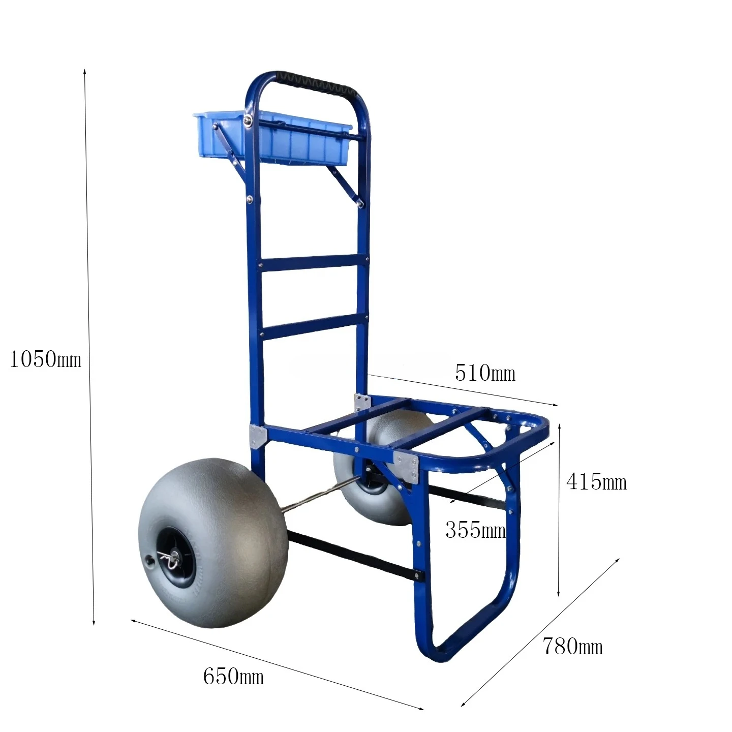 Foldable Aluminum Plastic Fishing Trolley 12inch Balloon Wheels 100kg Load Capacity Portable Platform Cart For