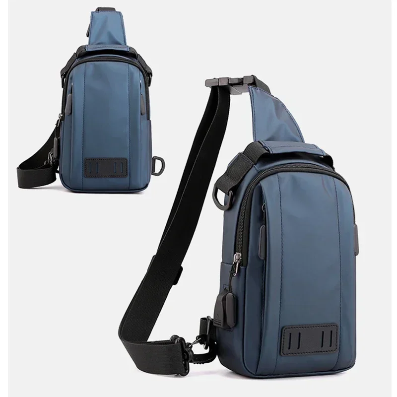 Nylon Men Backpack Rucksack Knapsack USB Charging Port Male Sling Messenger Crossbody Chest Pack Bag Daypack