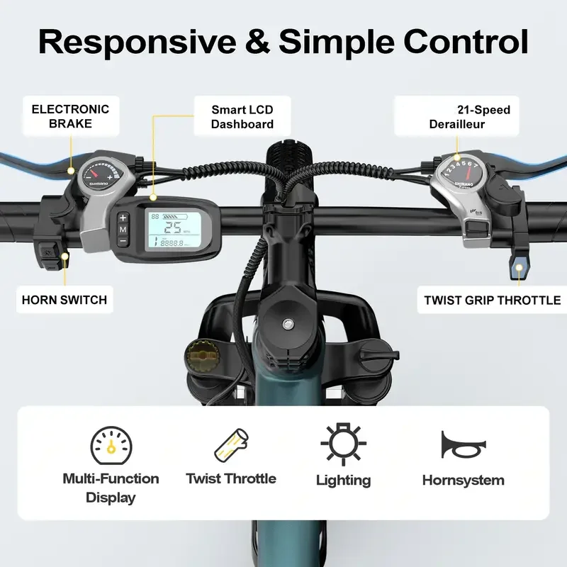 26" 24" Electric Mountain E Bike For Adults, 1000W Peak Motor Commuter Ebikes, 36V 10.3AH 13.3AH High Capacity Battery, 19.7 MPH 36.9 Miles 4Hour Fast Charging, 7/21 Speed Gears Adults Electric Motorcycles Bicycle ﻿ image 11