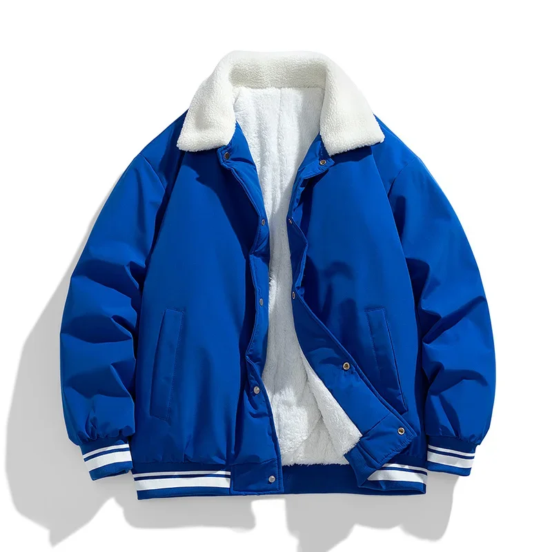 Autumn Warm Jacket Men's Trendy Casual Thick Fleece-lined Comfortable Windproof Cotton Coat Youth Brand Baseball Jacket Parkas