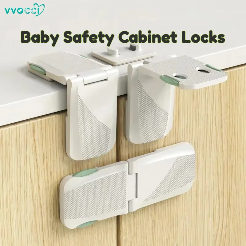Baby Safety Cabinet Locks – White Plastic Buckle Child Proof Door & Drawer Latch, Double-Use Right Angle Design, Kids Protector
