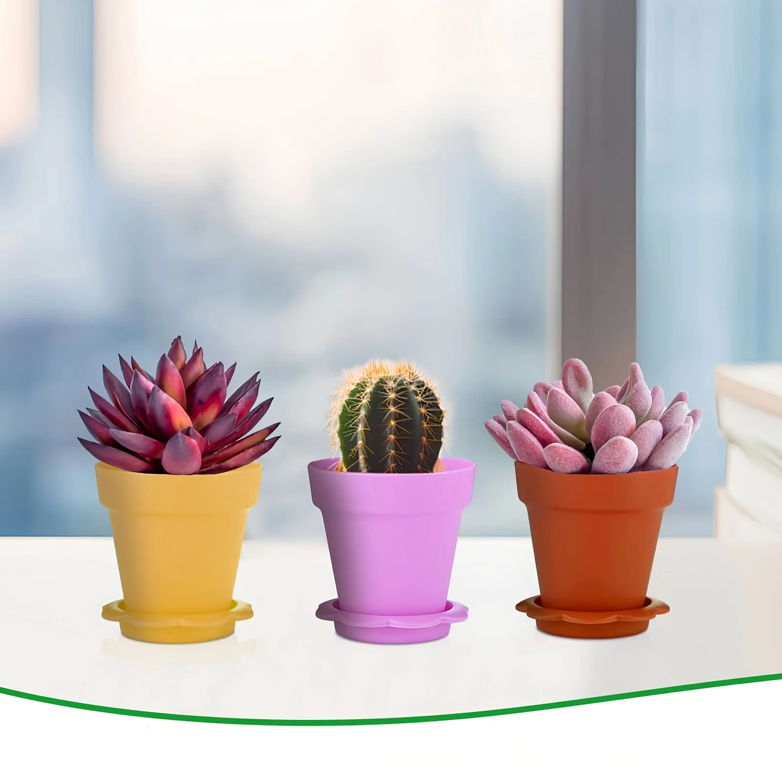 20Set Art-Deco Style round Plastic Seedling Pots Five Colors Suitable for Indoor Outdoor Gardening Shovel Included for Succulent