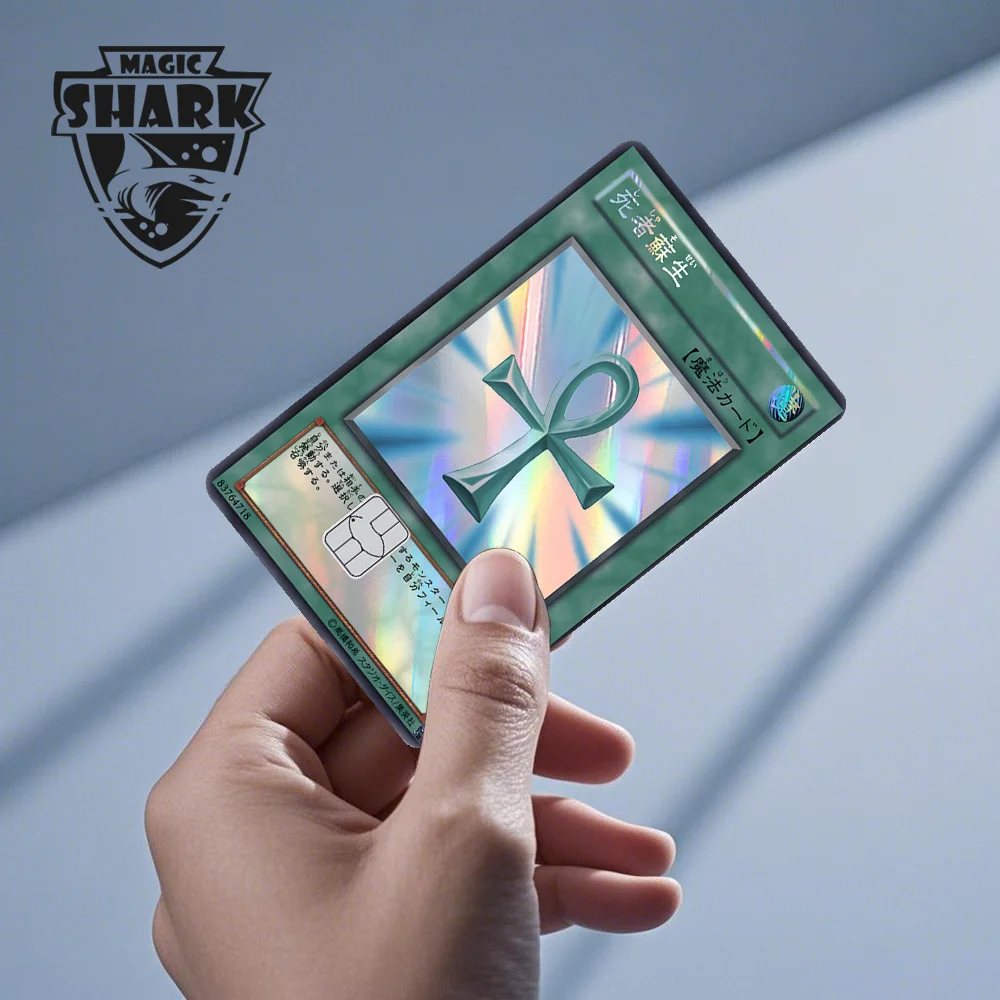 Magic Shark Blue Eyes Dragon Yo-gi-oh Game Shinny Laser Holographic Debit Credit Card Sticker Film Skin Front Cover view 5
