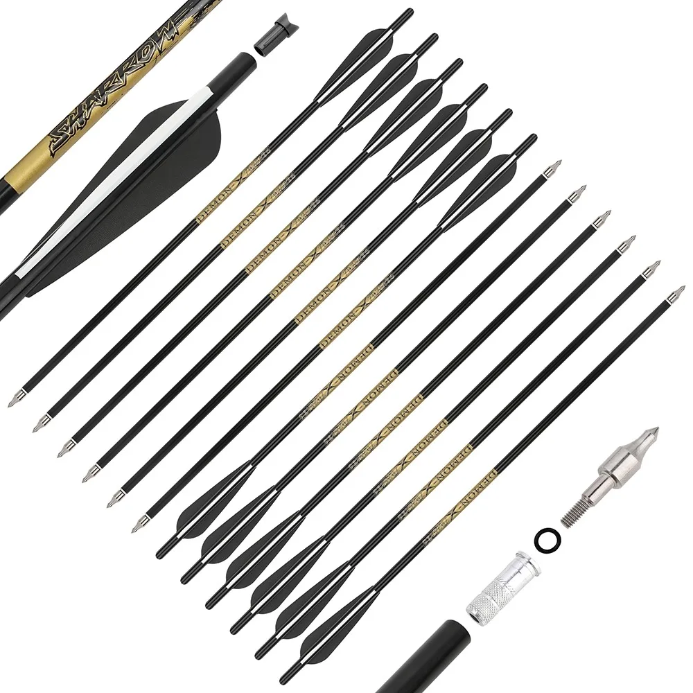 

Archery 20/22inch Aluminum Arrow Crossbow Bolt 125Grain Point 4inch Vane Crossbow Hunting Target Shooting Aluminum Arrow 6/12pc