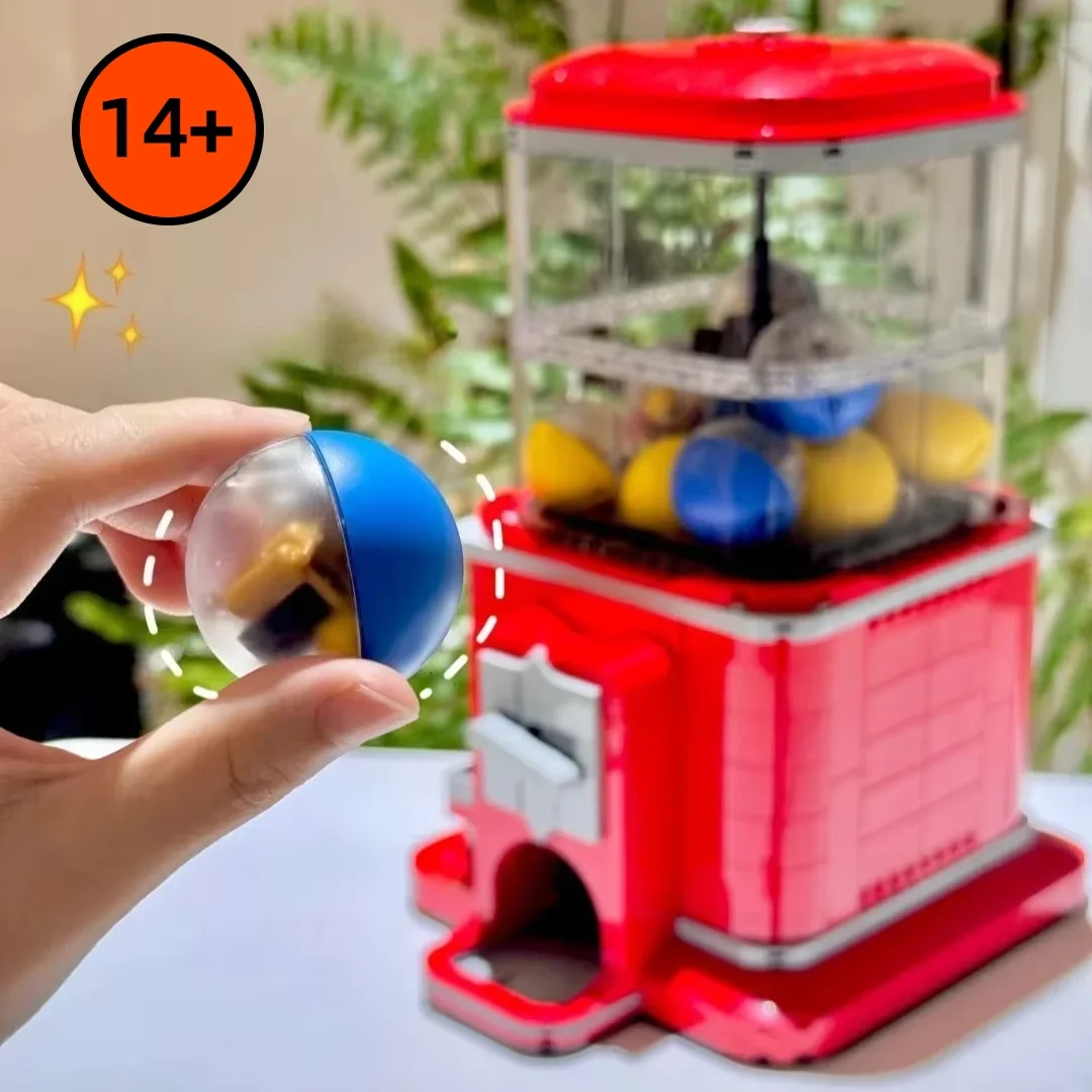 Ideias a máquina de prêmio conjunto de máquina de venda automática operado por moedas criativo retro quebra-cabeça nostalgia blocos de construção