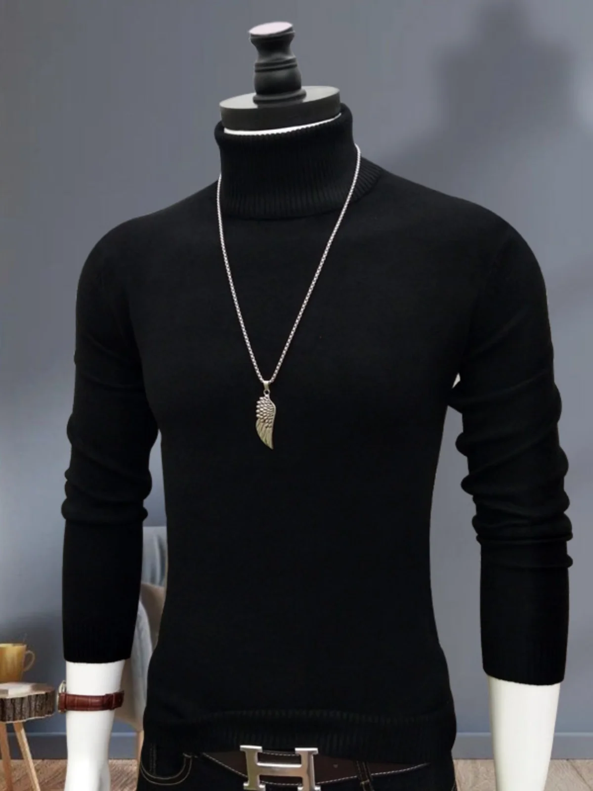 

2024 New Men's High-End Thermal irt High Ne Knitted Sweater Warm Slim Fit Autumn Winter Versatile Color Haome