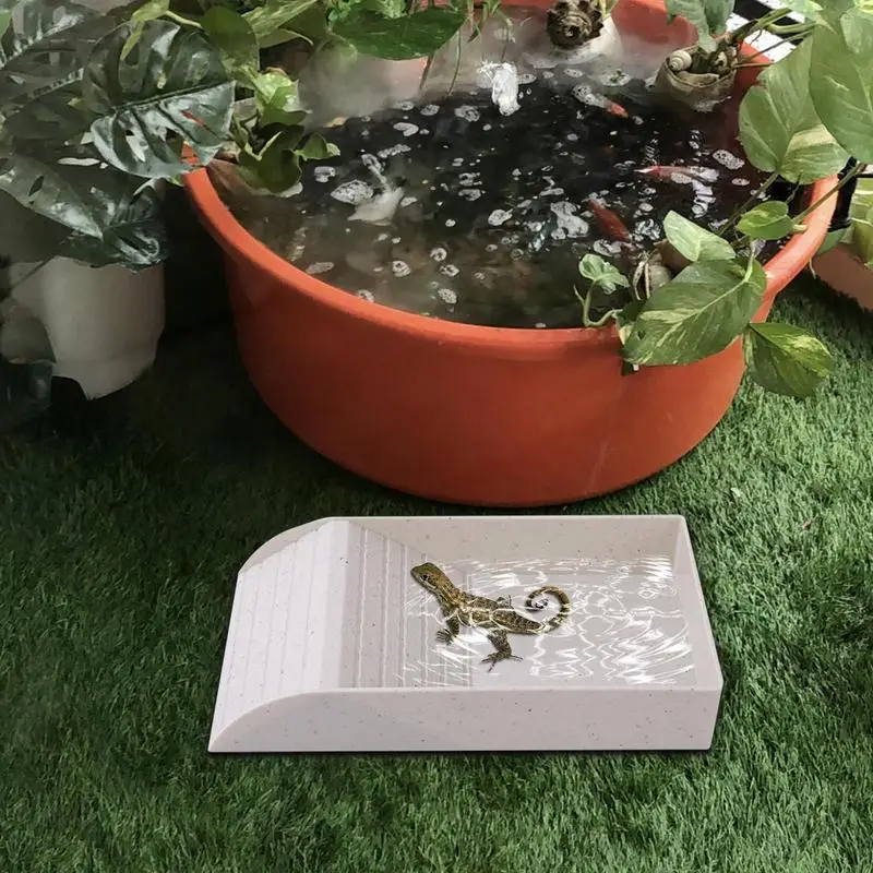 

Tortoise Non-Slip Soaking Tub Turtle Water Tray with Ramp Non-Slip Reptile Pool Water Basin with Ramp Portable Turtle Sunbathing