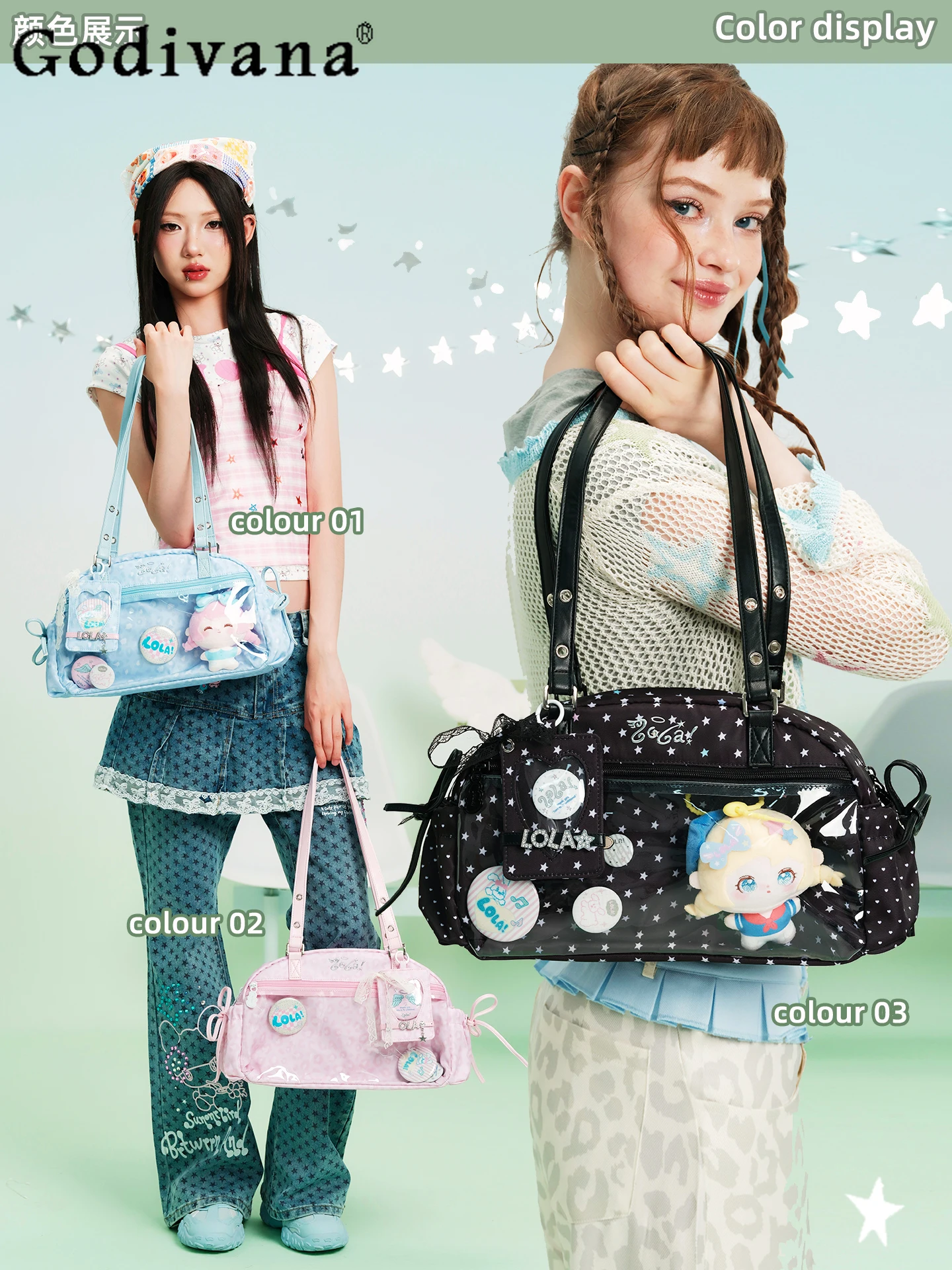 

2D Japanese Original Lolita Star-Chasing Pain Bag Small Capacity Casual Office Student Commuting Sweet Cute Girl Shoulder Bag