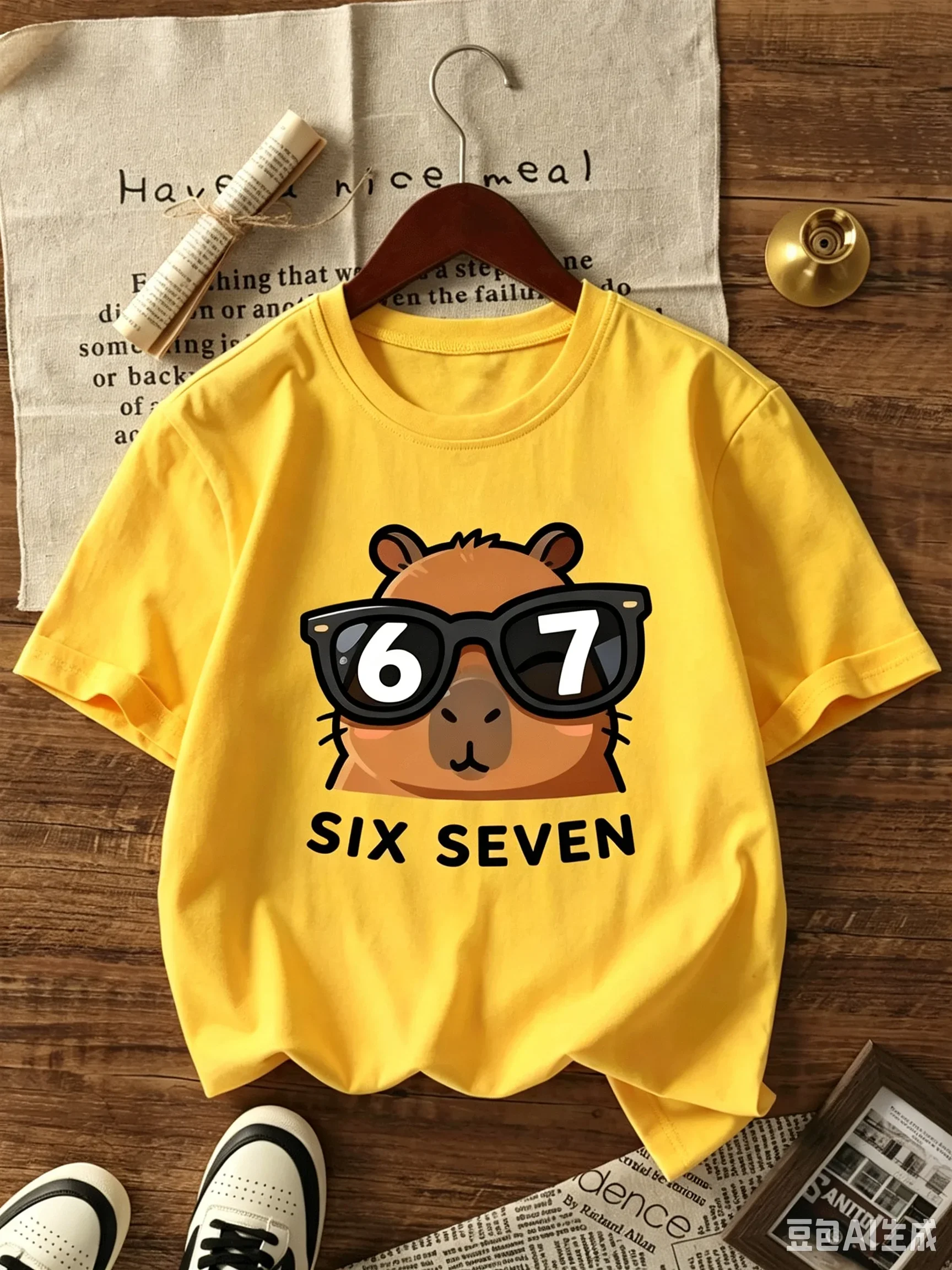 Fun Six Seven Dolphin Cartoon 6 7 Digital Printing Cool Style Summer Girls and Boys Short sleeved T-shirt