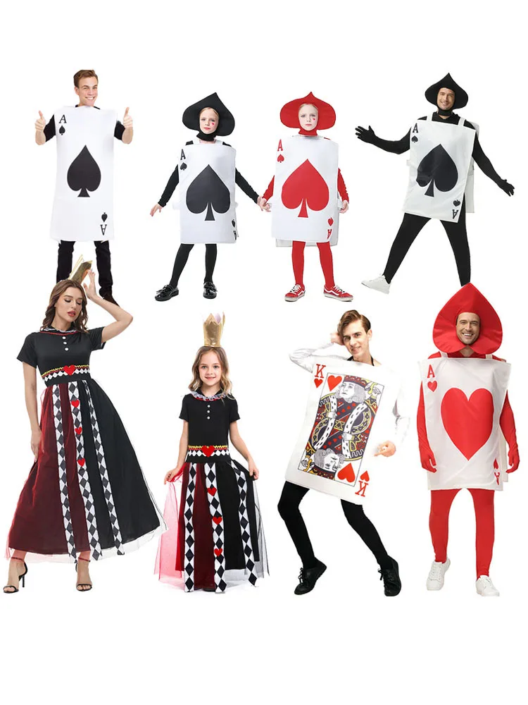 ハロウィン-不思議の国のアリス-ポーカーの女王-レッドクイーンコスチューム-スペードのエース-パフォーマンス-中国の伝統的な舞台衣装