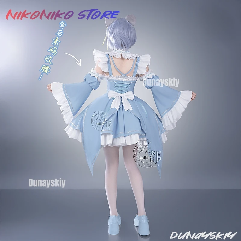 XS-2XL Re: Zero Starting Life in Another World Rem Cosplay Costume Bule French Maid  Dress Halloween Disguise for Adult Women