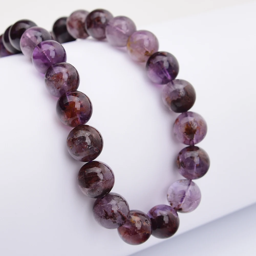 APDGG 14mm Big Natural Purple Phantom Ghost Quartz Smooth Round Loose Beads 15.5'' DIY Jewelry
