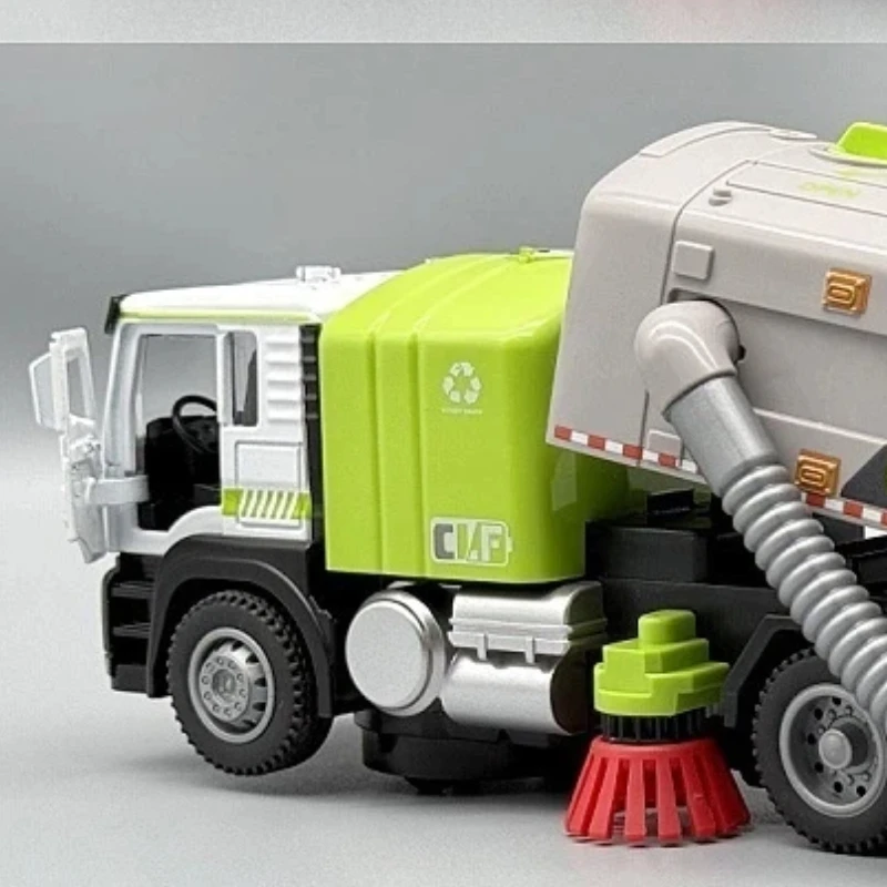Alloy Truck Sanitation Street Sweeper Model Simulation Large Size Electric Universal Wheel Light Sound Vacuum Cleaning Toy Truck