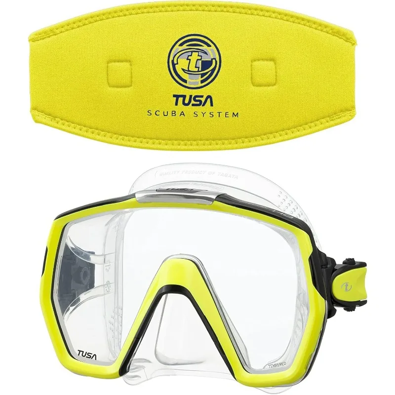 

Tusa M1001 Freedom HD Silicone Diving Mask - Flash Yellow w/TUSA Mask Strap Cover