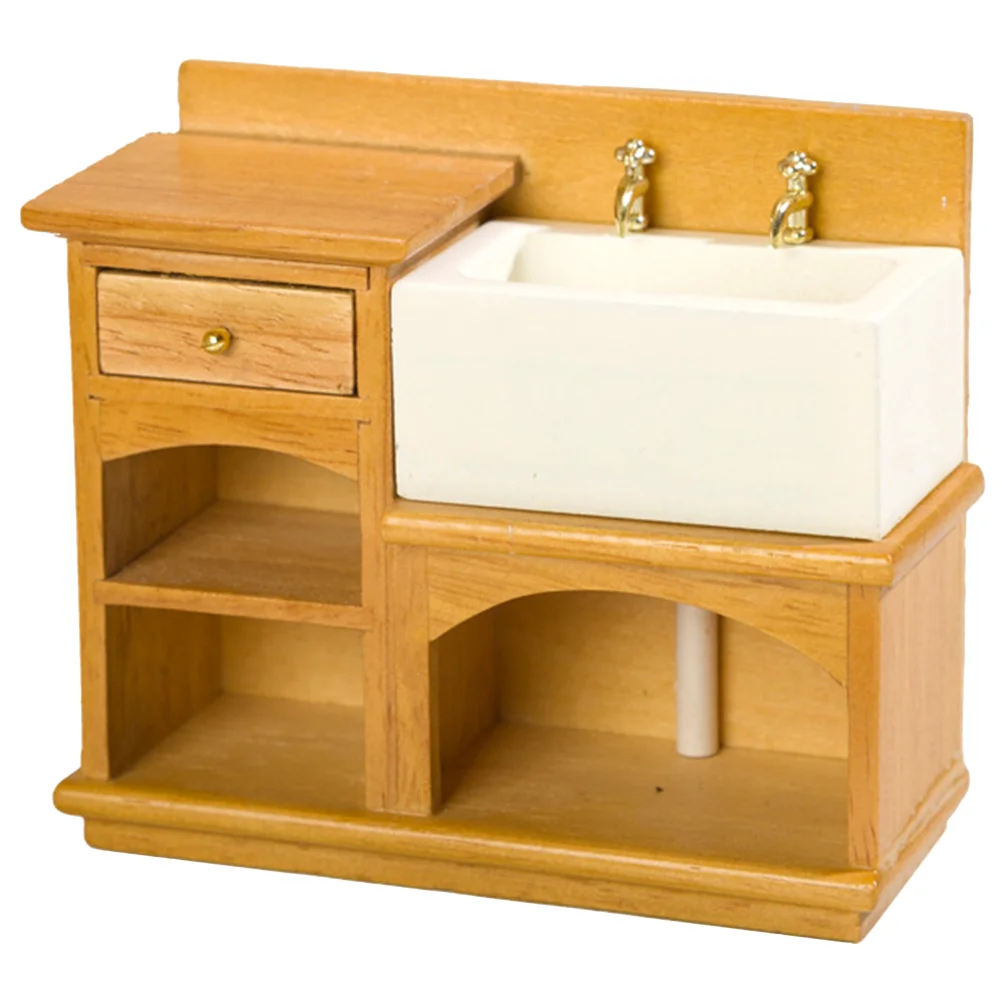 

Sink House Furniture Dollhouse Wood Bathroom Wooden Chargers for Table Settings