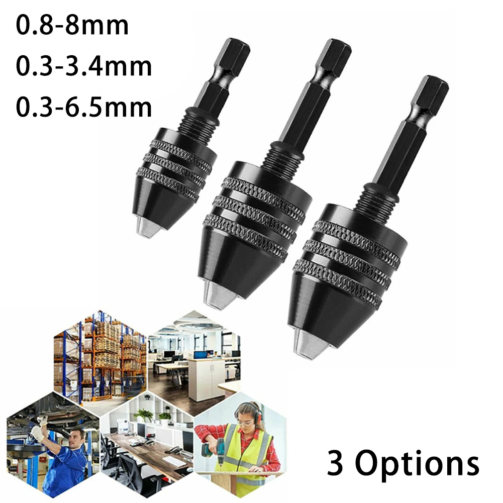 

0.3-8mm Mini Keyless Drill Chuck Self-Tighten Electric Drill Bits Collet Fixture Tools 1/4 Inch Hex-Shank Quick Change Converter