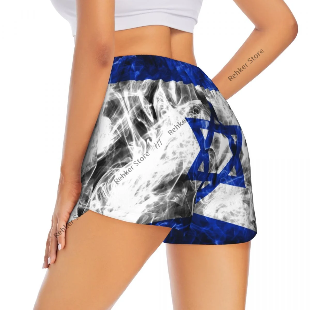 

Женские шорты для йоги, шорты для тренировок с дымчатым флагом Израиля, быстросохнущие шорты для фитнеса, женские шорты для йоги в тренажерном зале, спортивная одежда