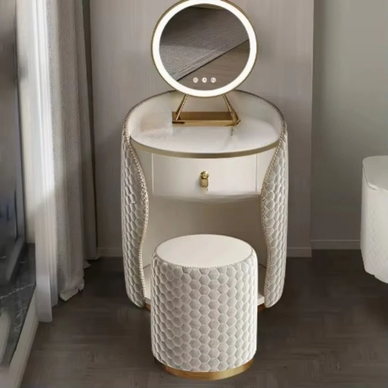 Round fleece makeup dresser Wooden dresser with sensor diode dresser with girls storage table