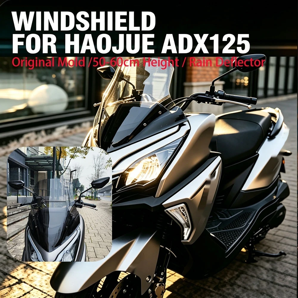 Motorcycle Windshield Windscreen FOR Haojue ADX125 Front Wind Deflector Rain Guard Heightened Waterproof 50-60cm Accessories Par