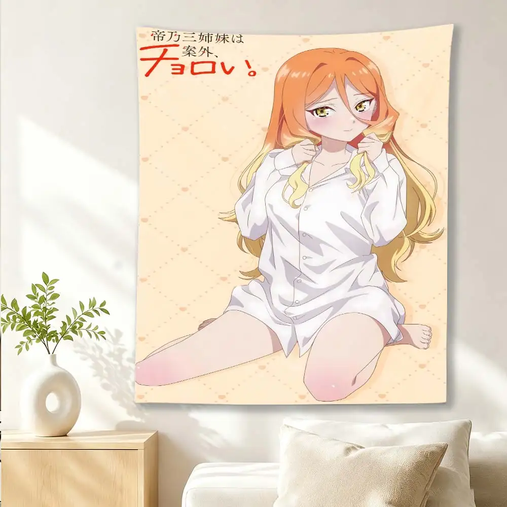 Mikado Sanshimai wa Angai Choroi Tapestry, Blonde Girl White Shirt Warm Yellow Heart Anime Wall Hanging for Otaku Bedroom Dorm