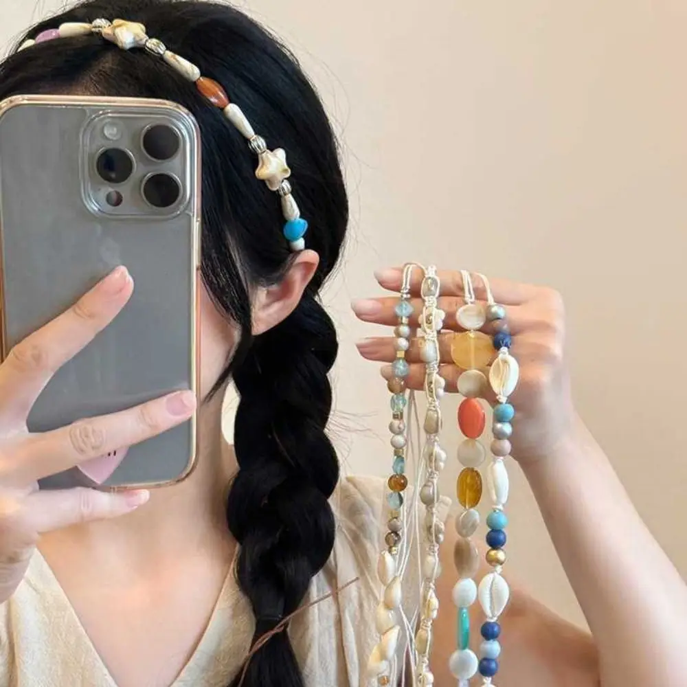 Модные богемные плетеные ремни в стиле ретро, повязка на голову в этническом стиле, маленькая цветочная ракушка, бусины, поясная цепочка, повязка на голову, аксессуары