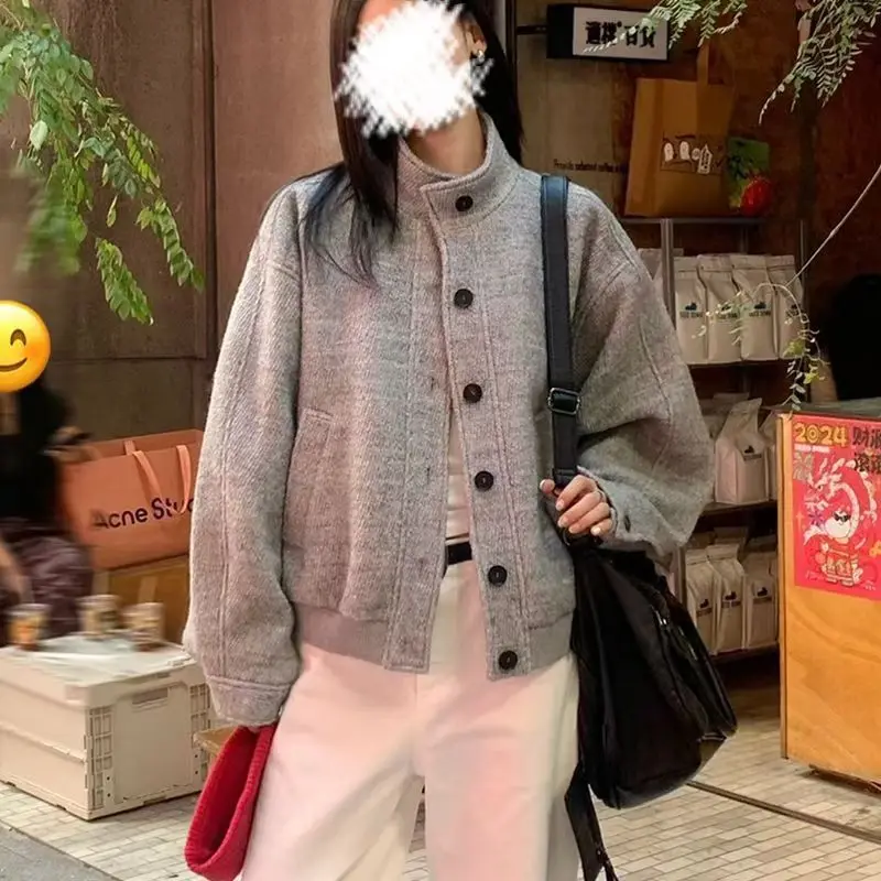 

Американская винтажная куртка с воротником-стойкой, свободная и универсальная повседневная бейсбольная форма в стиле школьницы