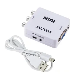 RCA AV to VGA Video Converter 1080P Mini Video Convertor Conversor with 3.5mm Audio AV2VGA / CVBS + Audio to PC HDTV RCA TO VGA