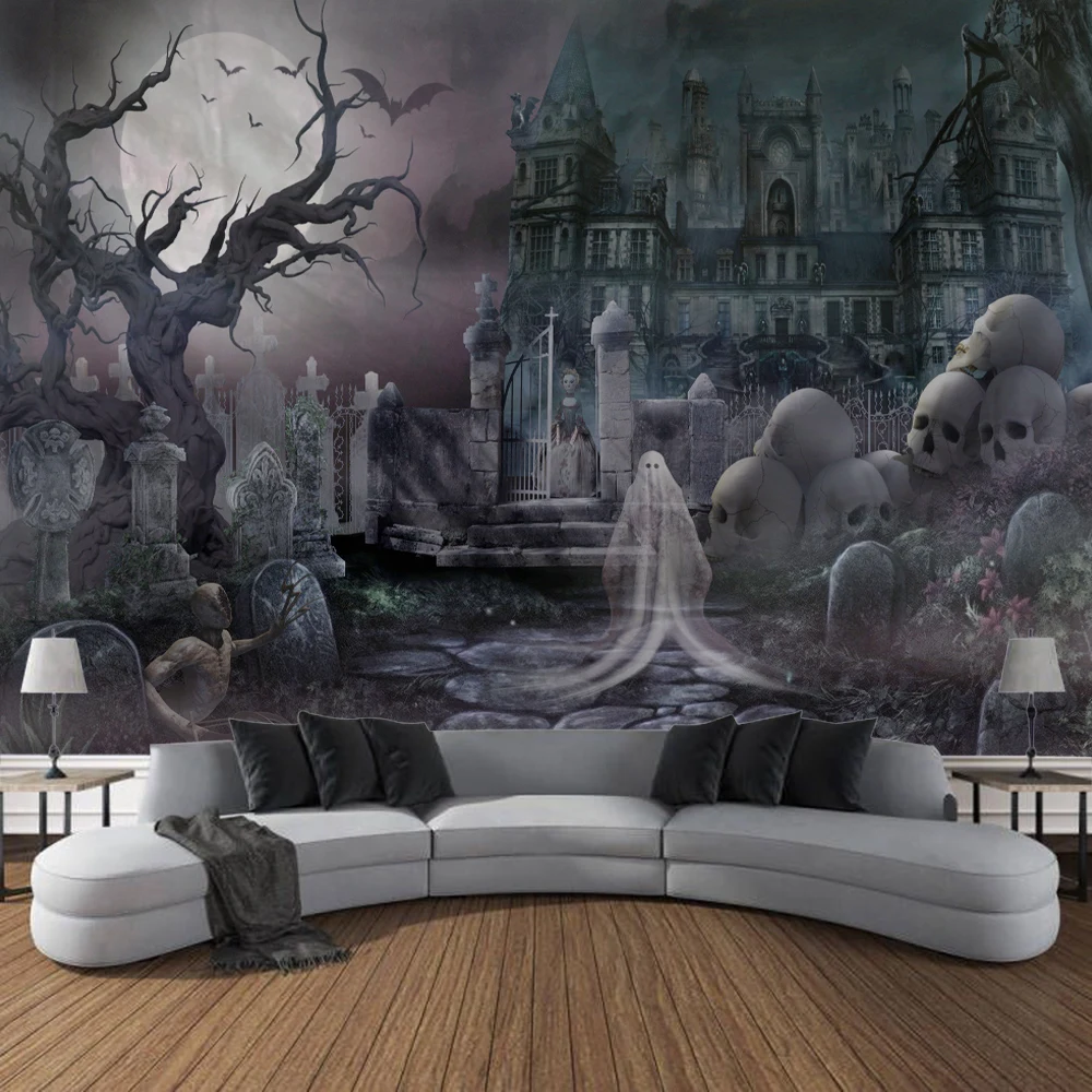 

Halloween Tapestry Wall Art Large Tapestry Mural Decoration Photo Background Blanket Curtains Family Bedroom Living Room Decorat